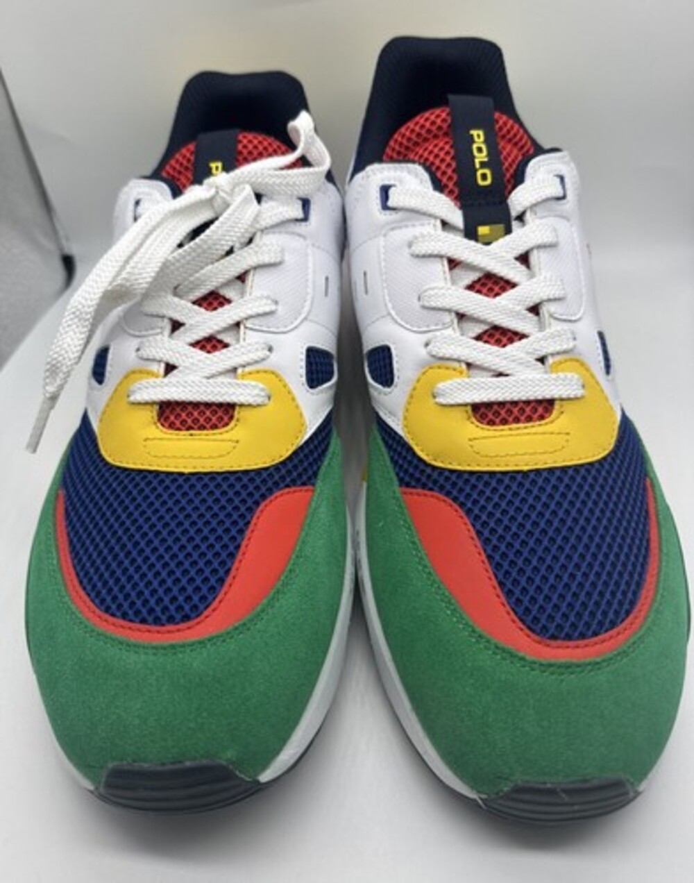 Polo Ralph Lauren JGR PP-SK-ATH athletic shoes yellow navy green NWOB size 14